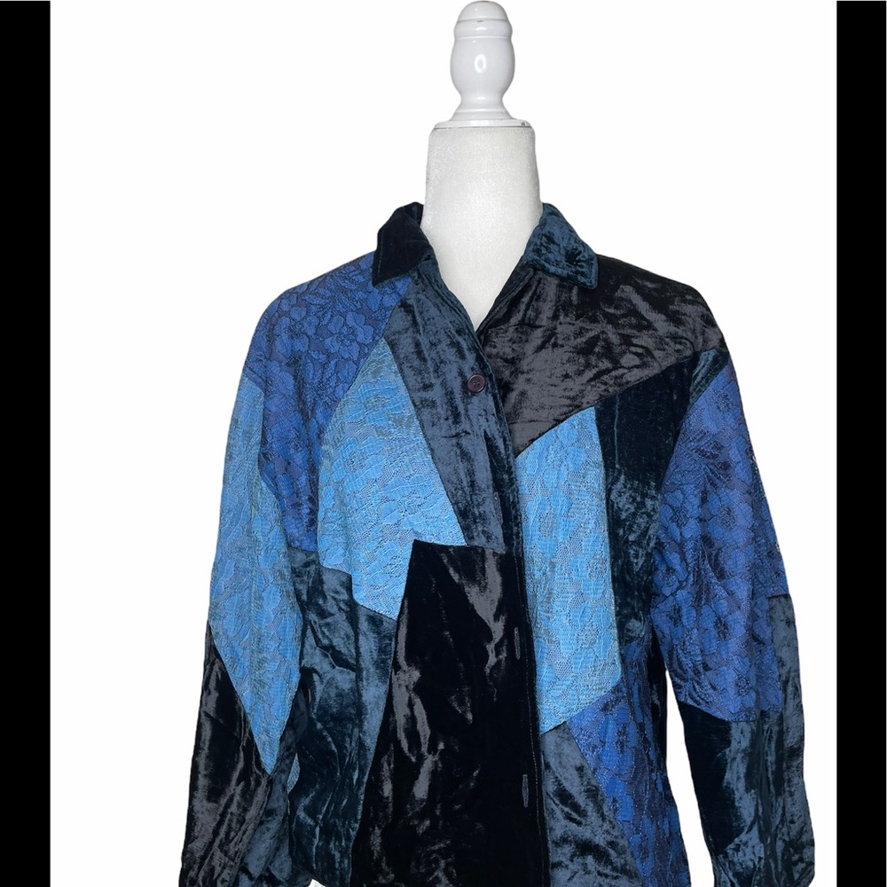 Vintage Silver Stream Blue Patchwork Bohemian Pea… - image 5